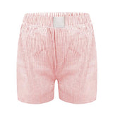 Elastic Waisted Pants for Women Plaid Color Block Pants Summer Beach Shorts Loose Fit Short Pants Comfy Casual Pants