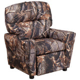 Emma and Oliver Camouflaged Fabric Kids Recliner with Cup Holder