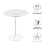 Modway Lippa 20 Round Artificial Marble Side Table in White White